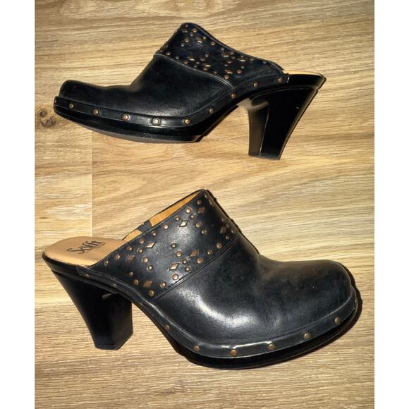 Söfft Heel Mules Mule Leather Black
Studded Embellished - size 8.5 - Picture 6 of 10